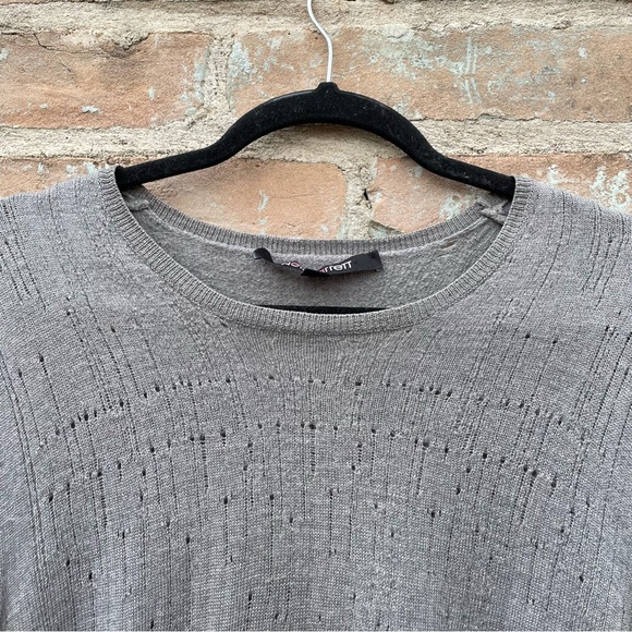 Neil Barrett Sweater Mens Grey Merino Wool Distressed Crew Neck Long Sleeve - Picture 9 of 12